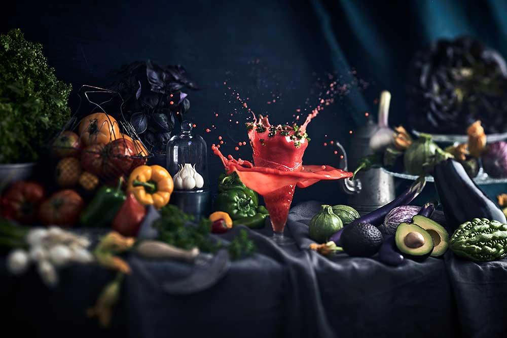Nature morte culinaire_explosion_saveurs_high speed photo